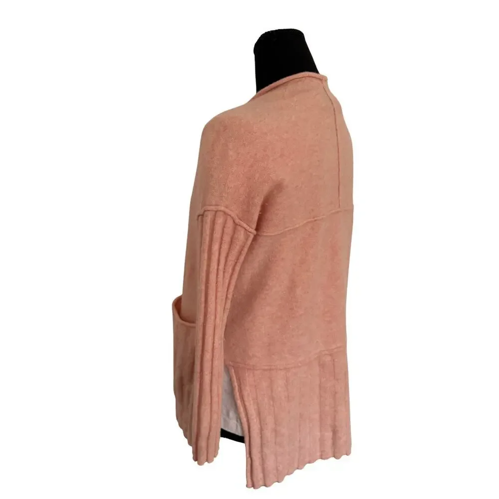 Anthropologie Pilcro Mafalda Cashmere Cardigan Pink XS Open Front Pocket Sweater